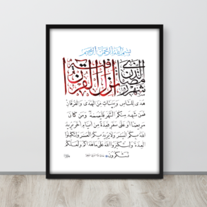 Shahr Ramazan Verse (Arabic: آیه شهر رمضان) handwritten calligraphy using a combination of Muhaqqaq, Naskh, and Thulth calligraphy by EyeXcite.