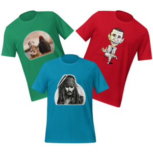 EyeXcite's Sketch & Toon Tees. Transform your photos into wearable art. Custom photo prints, cartooning, and sketching on your favorite T-shirt.