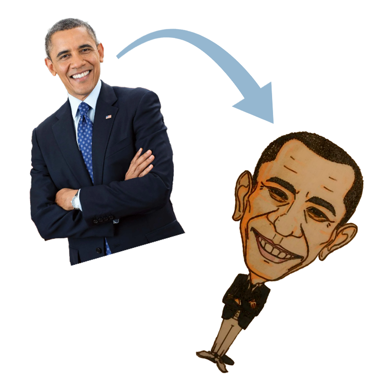 Cartoon drawing of President Obama by EyeXcite's artist. Order your custom cartoon and/or sketching today.